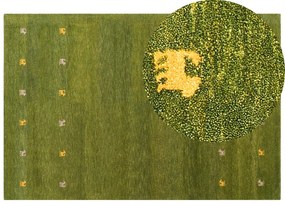 Zöld gabbeh gyapjúszőnyeg 200 x 300 cm YULAFI Beliani
