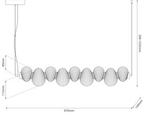 LED csillár kábelen BOLLA LED/32W/230V fényes króm/füstszürke
