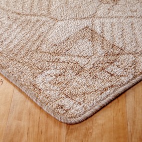 Szegett szőnyeg 100x300 cm – Beige színben kocka mintával
