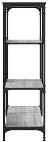 szürke sonoma szerelt fa és acél könyvespolc 81x36x115 cm