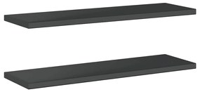 2 db fekete rozsdamentes acél fali polc 100 x 30 x 3 cm