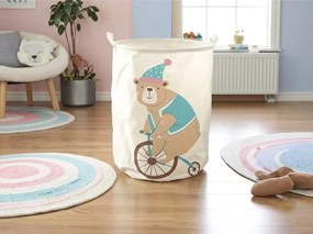 Játék- és ruhakosár mintás CIRCUS BEAR 35x45 cm, krémszínű