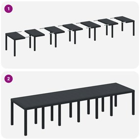 13 Részes Kerti Étkezősor Párnákkal Antracit Polirattan, Kerti Asztal Antracit 200x100x73 cm Polirattan, Kerti Asztal Antracit 150x100x73 cm Polirattan, Kerti Székek Párnákkal 4 db Antracit Polirattan