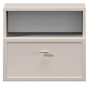 Lorini fali éjjeliszekrény 45 cm - kasmír / arany T-bar fogantyú