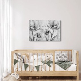 Kép - Fekete-fehér virágok a háttérben (90x60 cm)