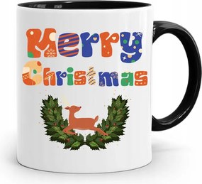 Fekete Karácsonyi Bögre Mikulásra, fényképes nyomtatással