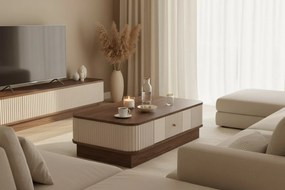 Vesper dohányzóasztal 103x60 cm fiókkal - kasmír / dió / arany fogantyú