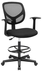 Ergonomikus irodai szék kartámaszokkal, forgó szék 55-75 cm ülésmagasság, Fekete
