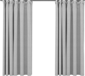vidaXL 2 db szürke vászonhatású sötétítőfüggöny kampókkal 140 x 175 cm