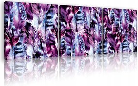 Vászonkép 75x25 Triptichon keret nélkül toll akvarell lila absztrakt természet