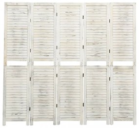 Antik fehér 5 paneles tömör faparaván 178,5 x 166 cm
