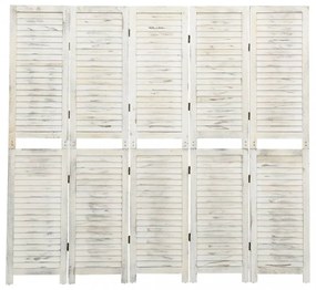 antik fehér 5 paneles tömör faparaván 178,5 x 166 cm