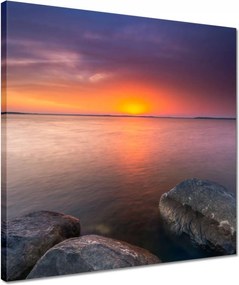 Vászonkép 40x40 Sziklák Tenger Naplemente