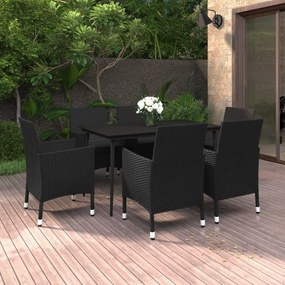 7 részes polyrattan és üveg kerti étkezőgarnitúra párnákkal