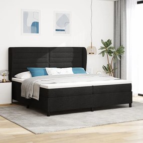 vidaXL Boxspring Ágy Matrac Közepes Fekete 200x200 cm Szövet