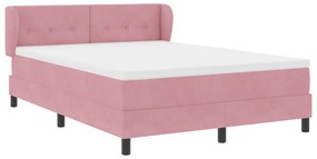 Boxspring Ágy Mattal Rózsaszín 140x200 cm Bársony