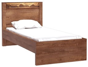 Egyszemélyes ágy 90 cm Indie 20 (LED világítással) (ágyráccsal) (világos kőris). 1057808