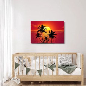 Egy sziget sziluettjének képe pálmafákkal (90x60 cm)