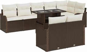 vidaXL Hálószoba szett párnával 9 pcs Barna Poli rattan