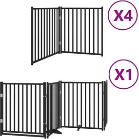 vidaXL fekete nyárfa 12 paneles összecsukható kutyakapu ajtóval 960 cm