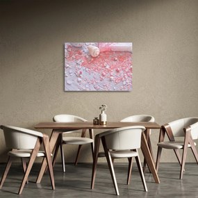 Kép - Tengerparti hangulat rózsaszín árnyalatokban (üvegen) (70x50 cm)