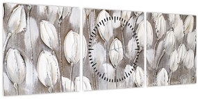 Kép - Strukturált tulipánok (órával) (90x30 cm)