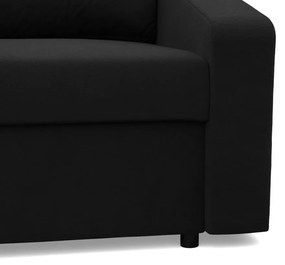 Zeus sarokkanapé, 2 ágyneműtartóval, döntött kartámasz, szövet anyag, univerzális oldal, hab töltet, fekete