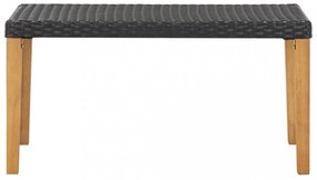 fekete polyrattan és tömör akácfa kerti pad 120 cm