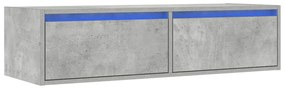 TV szekrény LED világítással beton szürke 100X35,5x25 cm