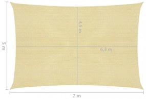 bézs HDPE napvitorla 160 g/m² 5 x 7 m
