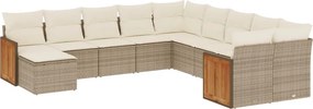 vidaXL 11 részes bézs polyrattan kerti ülőgarnitúra párnákkal