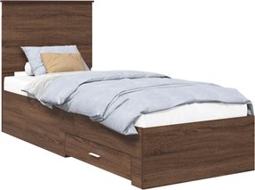 vidaXL Ágykeret fejtámlával Barna tölgy és ezüst 70 x 190 cm Faanyag