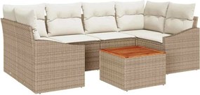 vidaXL Kerti Kanapé Szett tárolóval 7 pcs Beige és krém polirattan