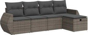 vidaXL 5 részes szürke polyrattan kerti ülőgarnitúra párnákkal