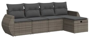 vidaXL 5 részes szürke polyrattan kerti ülőgarnitúra párnákkal
