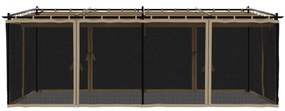tópszínű acél pavilon hálós oldalakkal 6 x 3 m