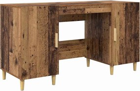 vidaXL Asztal polcokkal tárolóval Öreg fa 140 x 50 x 75 cm Faanyag