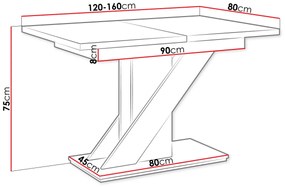 Modern asztal Exalior (fényes fekete + beton). 1054137