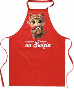 Női Konyhai Kötény férfi karácsonyi pamut nyomott mintás piros