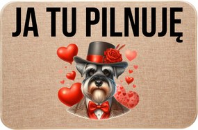 lenvászon Lábtörlő Az Ajtó előtt Én Itt őrzöm Schnaucer Valentin-nap Szívek