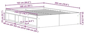 fekete tölgy színű szerelt fa ágykeret matrac nélkül 160x200 cm