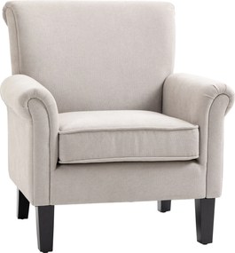 HOMCOM Kárpitozott Relax Karosszék Karfával, Levehető és Mosható Ülőfelülettel, Fa Lábakkal Modern Stílusú Hálószobához, Terhelhetőség 150 kg, 79x78x8