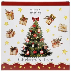 Karácsonyi fenyőfás porcelán desszertes tányér szett 2 db-os 19 cm Christmas Tree 3