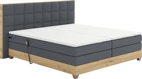 Elektromos állítható ágy, boxspring, sötétszürke/artisan tölgy, 160x200, TIANA
