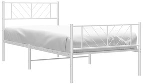 fehér fém ágykeret fej- és lábtámlával 100x200 cm