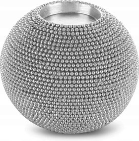 Dekorációs gyertyatartó Eldo 10x9 ezüst gömb alakú, strukturált mintás