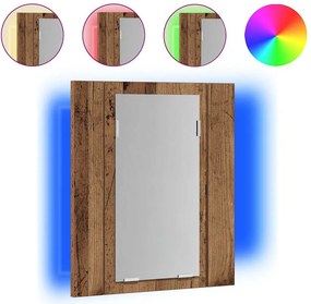 vidaXL antik fa színű szerelt fa tükrös szekrény LED-del 40x12x45 cm