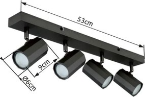 Globo 57918-4 Mennyezeti spotlámpa fém szürke matt, alumínium szürke matt, HxSzxM: 530x60x145mm, 4x GU10 25W 230V izzók nélkül