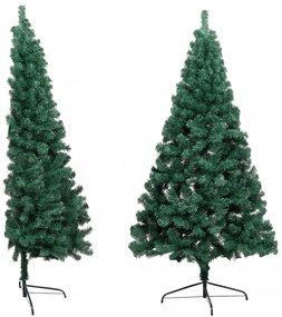 zöld PVC fél műkarácsonyfa állvánnyal 150 cm