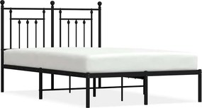 vidaXL fekete fém ágykeret fejtámlával 135 x 190 cm